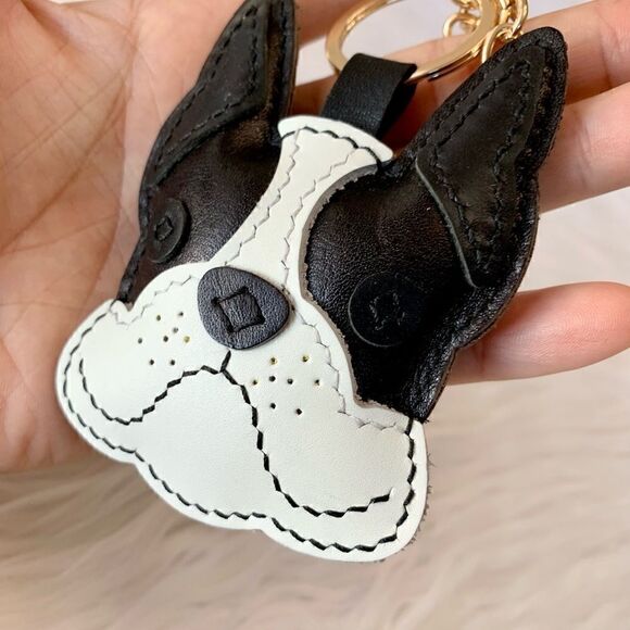 Handmade Genuine Leather French Bulldog Bag Charm/Keychain - Picture 7 of 14
